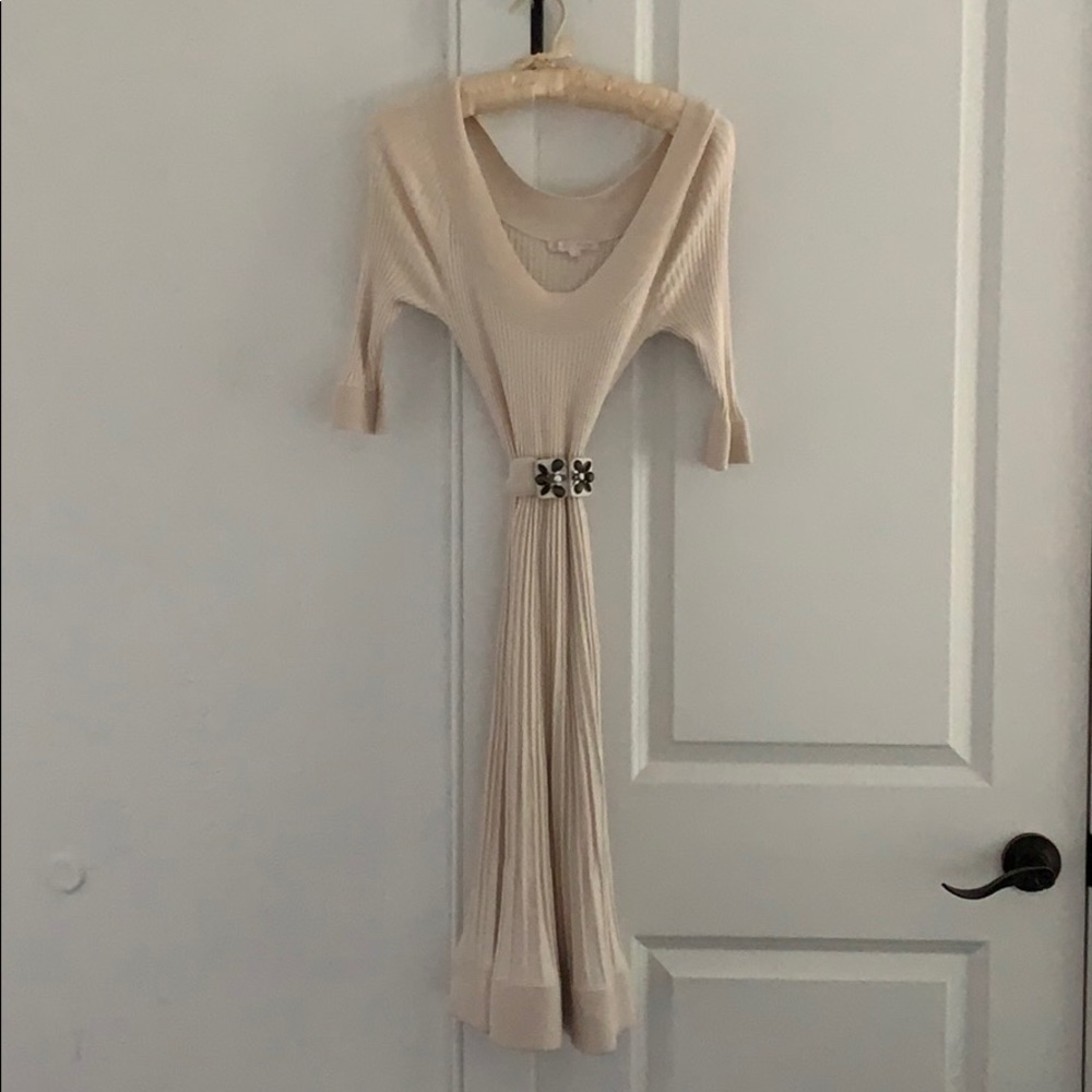 Rebecca Taylor Cream Knit with Beaded Belt Detail